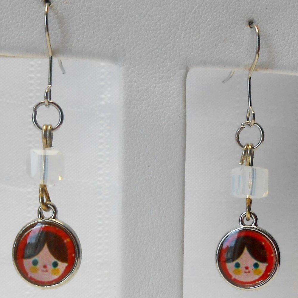 No 854 Handmade earrings with enameled silver charms